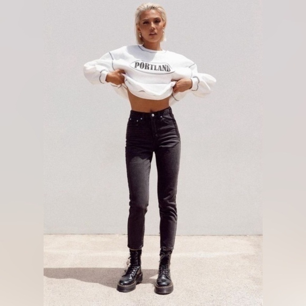 PRINCESS POLLY ZAIDEN STRAIGHT LEG JEANS BLACK DENIM size 6 NWT